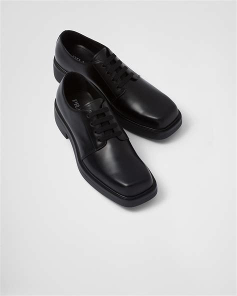 prada rubber derby shoes|prada brushed leather derby shoes.